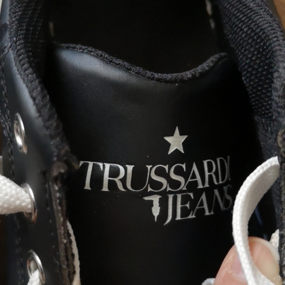 Trussardi faux leather sneakers with glittery logo - Picture 11 of 15